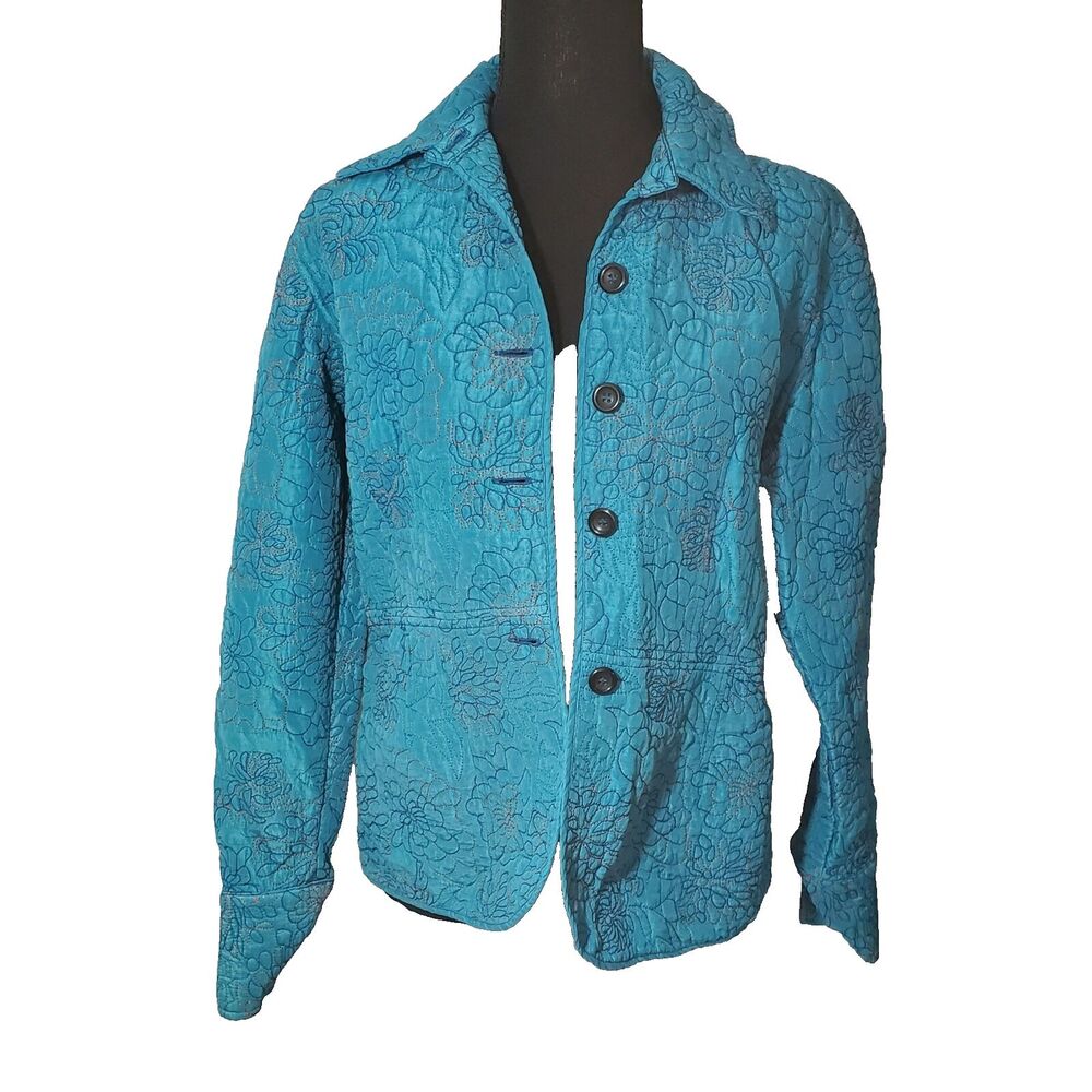 Kiko Comfortable  100 % Silk Women’s Blue Jacket Size M Brand New  # 78